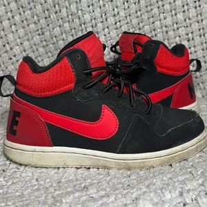 Nike Court Borough Mid Red Black Basketball Sneakers Shoes
